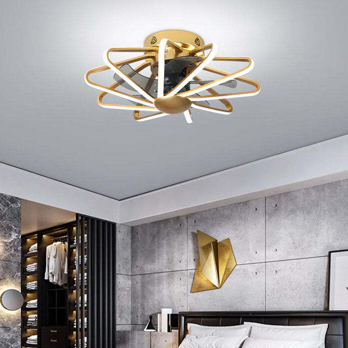 Nordic Cage LED Semi-Flush Ceiling Fan Light