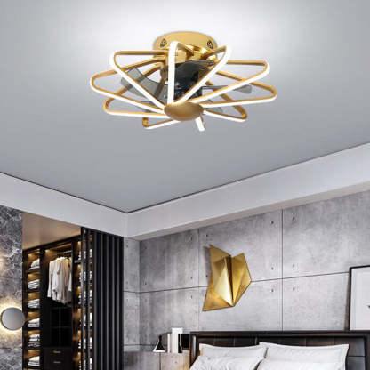 Nordic Cage LED Semi-Flush Ceiling Fan Light