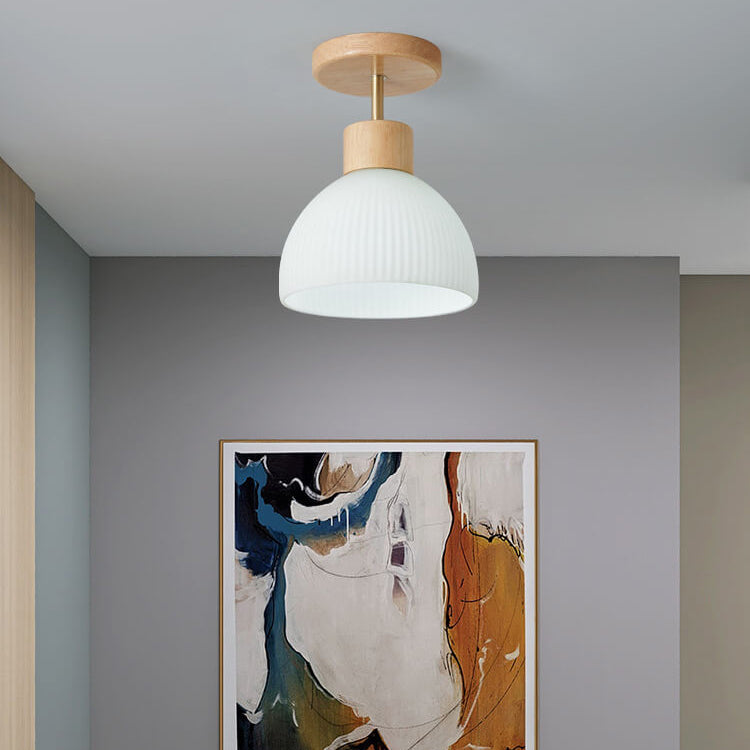 Beige nordic half round semi-flush mount light — 220V-240V (UK/AU)