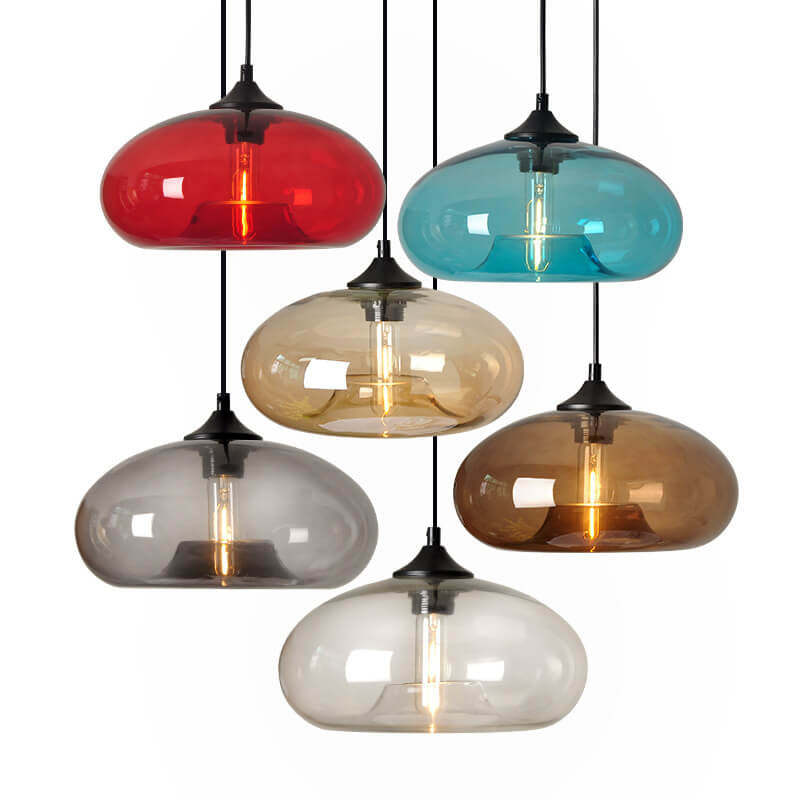 Colored Glass Oval Pendant Light