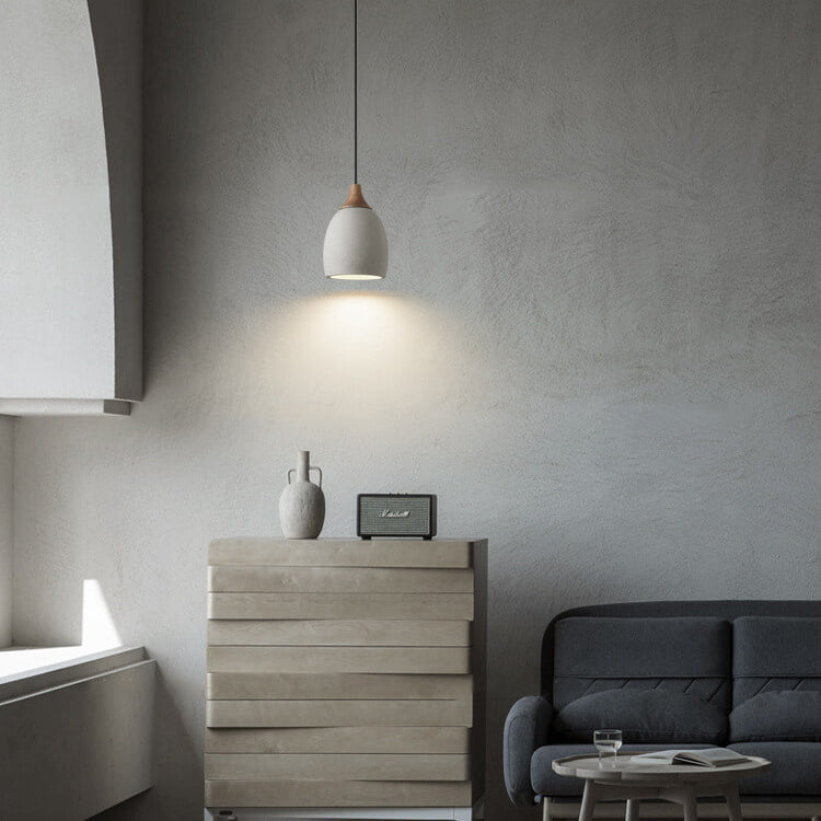 White cement dome pendant lighting - minimalist — 220V-240V (UK/AU