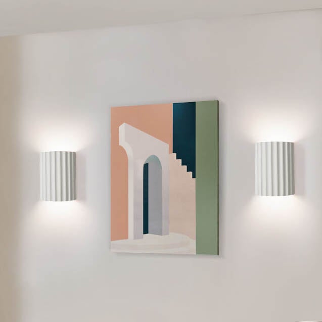 Macaron Resin Striped Half Cylinder Sconce