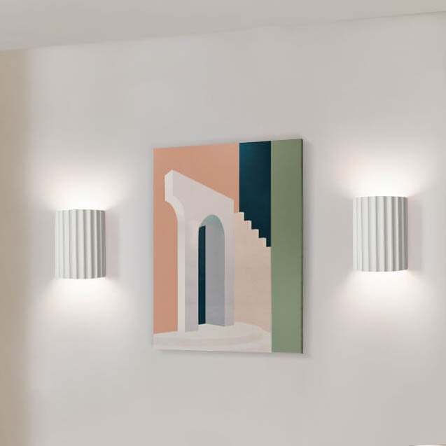 Macaron Resin Striped Half Cylinder Sconce