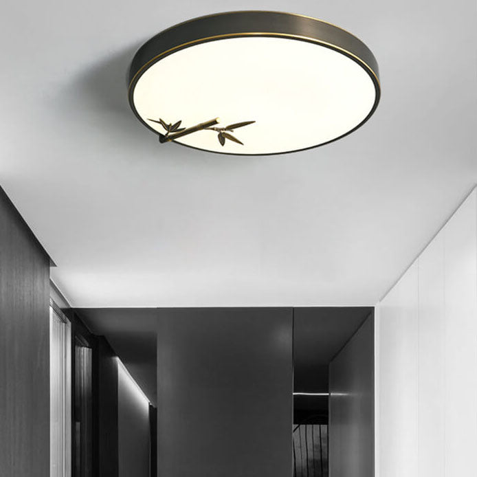 Modern Round Bamboo Pattern LED Flush Mount Light