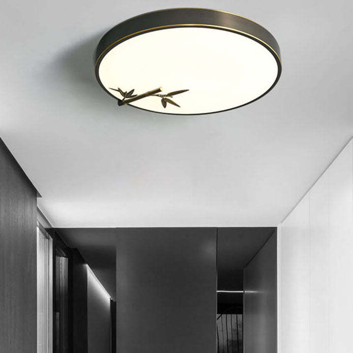 Modern Round Bamboo Pattern LED Flush Mount Light