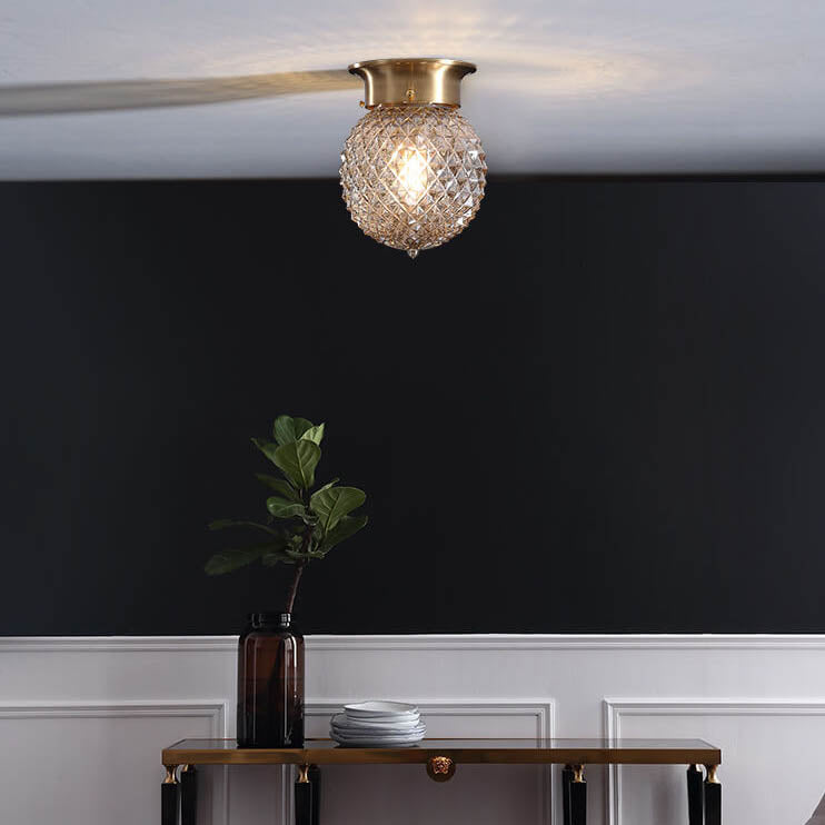 Vintage Copper Glass Round Ceiling Light