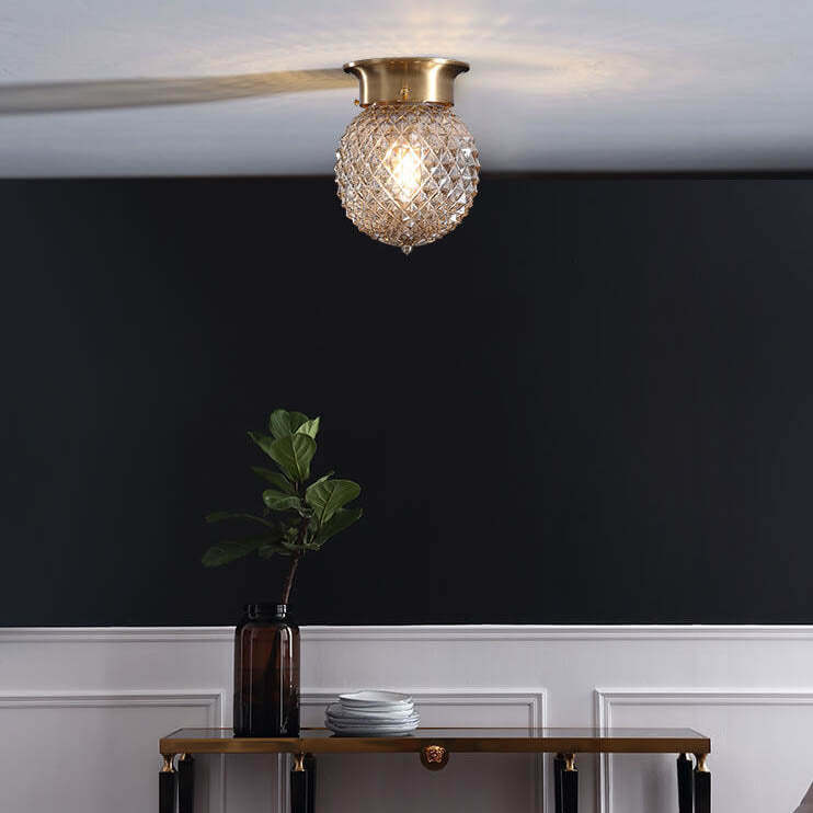 Vintage Copper Glass Round Ceiling Light