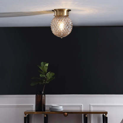 Vintage Copper Glass Round Ceiling Light