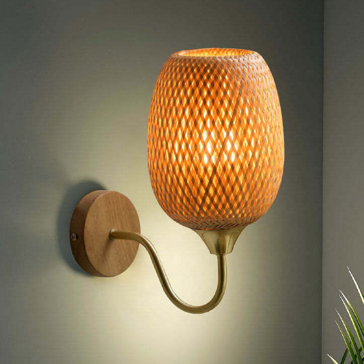Modern Bamboo Weaving Round Wall Sconce