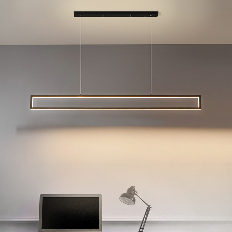 Minimalist long frame black acrylic chandeliers, Lighom — 39.37" W x 47.24" L / Cool White (6000K) / 220V-240V (UK/AU