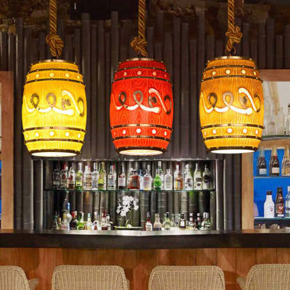 Vintage Wine Barrel Resin Pendant Light