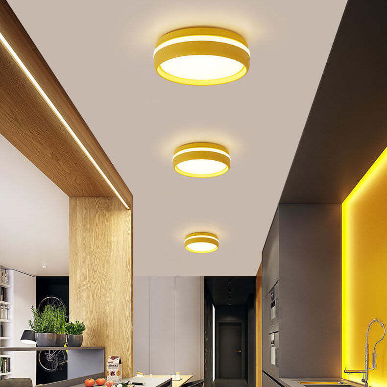 Round Macaron Iron LED Flush Mount Light