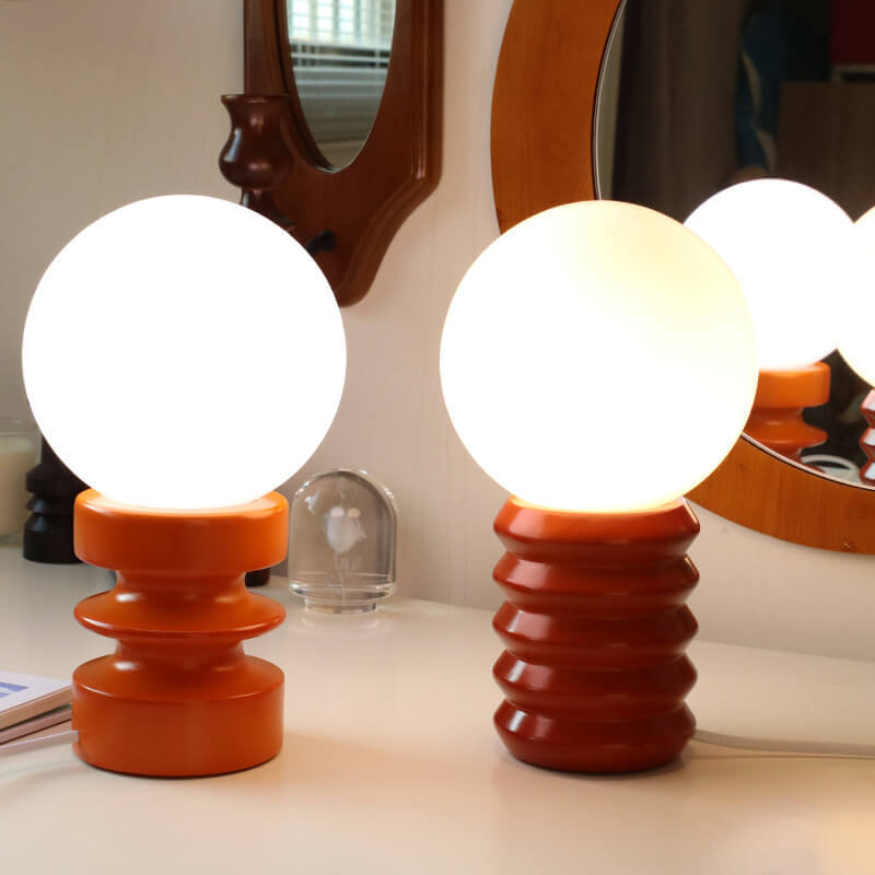 Vintage Orange Solid Glass Table Lamp