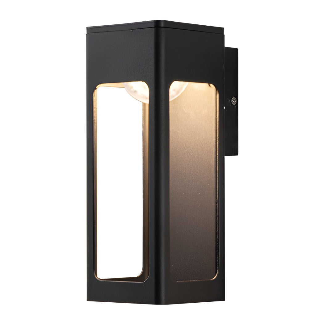 Rectangular IP65 Waterproof 12W LED Black Modern Outdoor Wall Lamp Sconces-Lighom