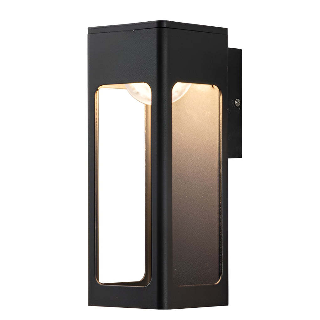 Rectangular IP65 Waterproof 12W LED Black Modern Outdoor Wall Lamp Sconces-Lighom