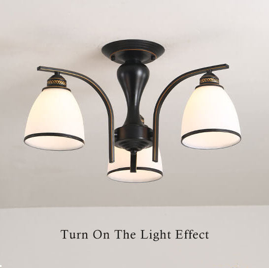 Vintage Bell Shade Semi-Flush Ceiling Light