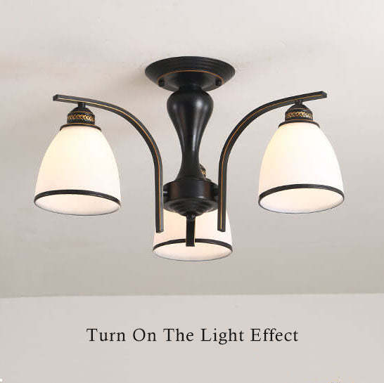 Vintage Bell Shade Semi-Flush Ceiling Light