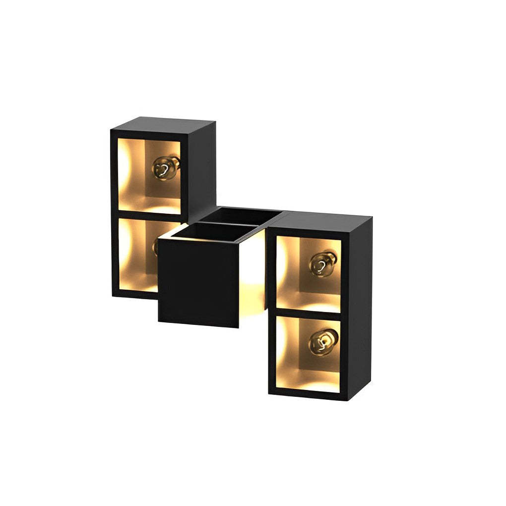 Square Combination Black LED Wall Lamp Flowerpot