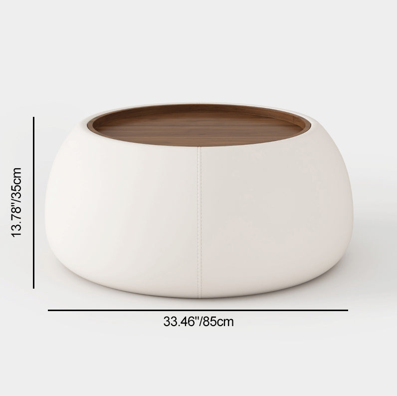 Nordic Leather Walnut Wood Coffee Table
