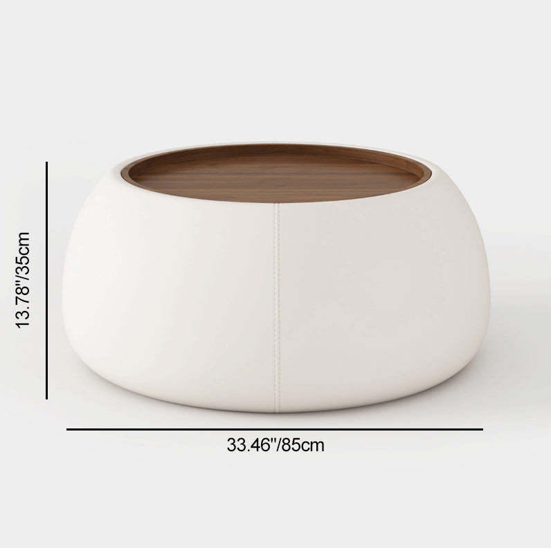 Nordic Leather Walnut Wood Coffee Table