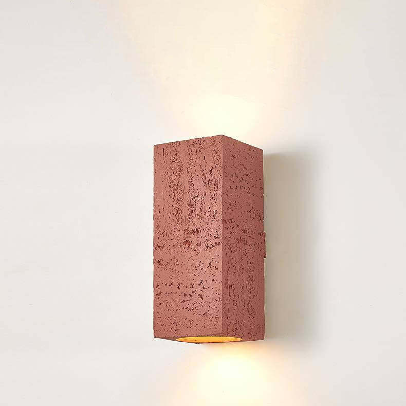 Retro Wabi-Sabi Hand-Sculpted Column LED Sconce — Brick Red / 220V-240V For UK/AU