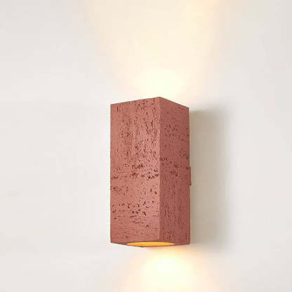 Retro Wabi-Sabi Hand-Sculpted Column LED Sconce — Brick Red / 220V-240V For UK/AU