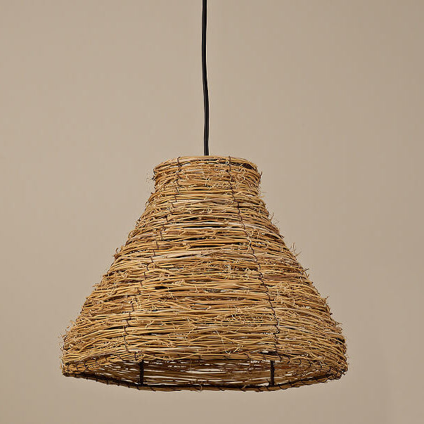 Retro Rattan Woven Dome Pendant Light