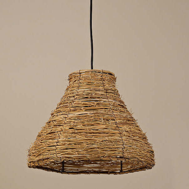 Retro Rattan Woven Dome Pendant Light