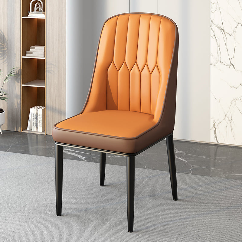 Modern Leather Steel Square Dining Chair — B / Black / Dark Gray