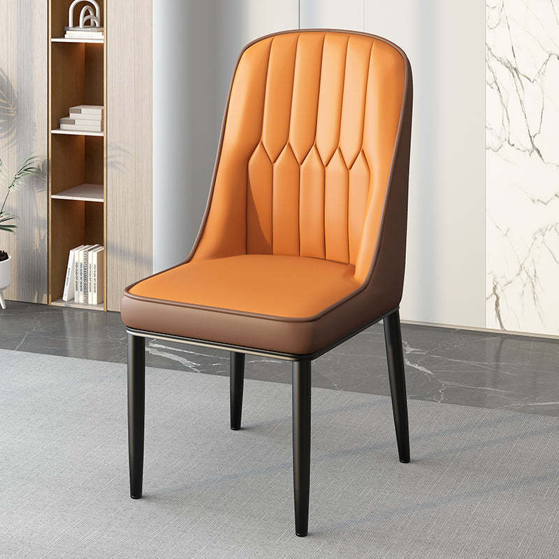 Modern Leather Steel Square Dining Chair — B / Black / Dark Gray