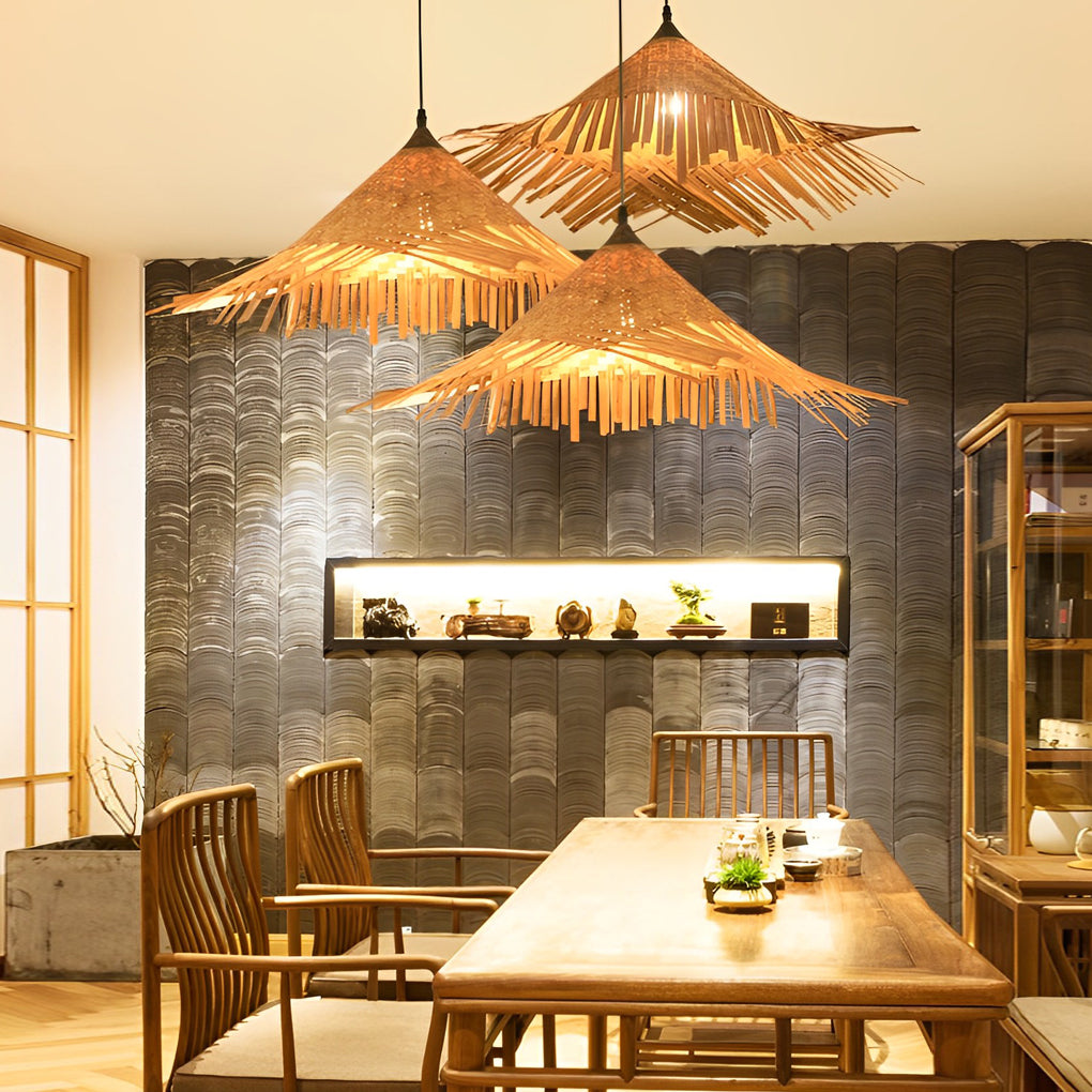 Caribbean Bamboo Woven Burlywood Kitchen Pendant Light
