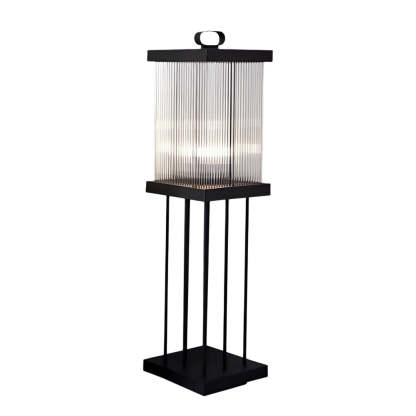 Square Portable Waterproof Striped Glass Black Solar Outdoor Lights-Lighom