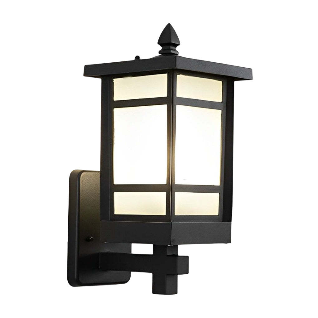 Vintage Waterproof LED Glass Matte Black Retro Wall Lamp Exterior Lights-Lighom