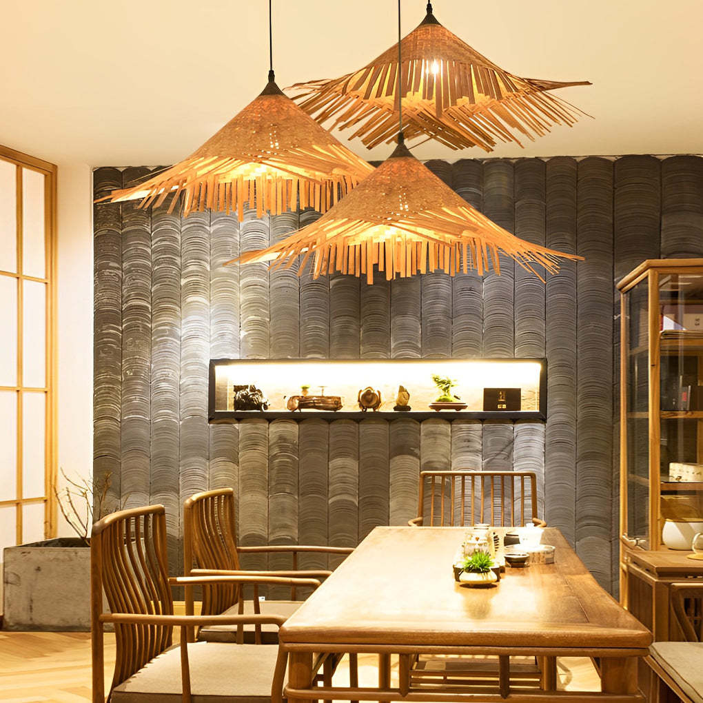 Caribbean Bamboo Woven Burlywood Kitchen Pendant Light