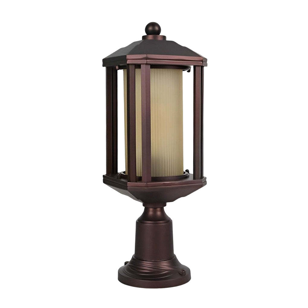 Retro Aluminum Waterproof Rose Gold American Style Outdoor Pillar Lamp-Lighom