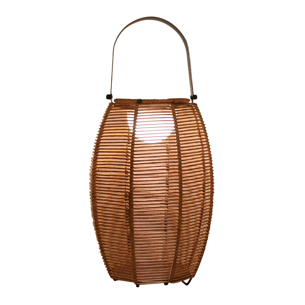 Rattan Lantern Shaped LED Waterproof Portable Modern Outdoor Floor Lamp-Lighom