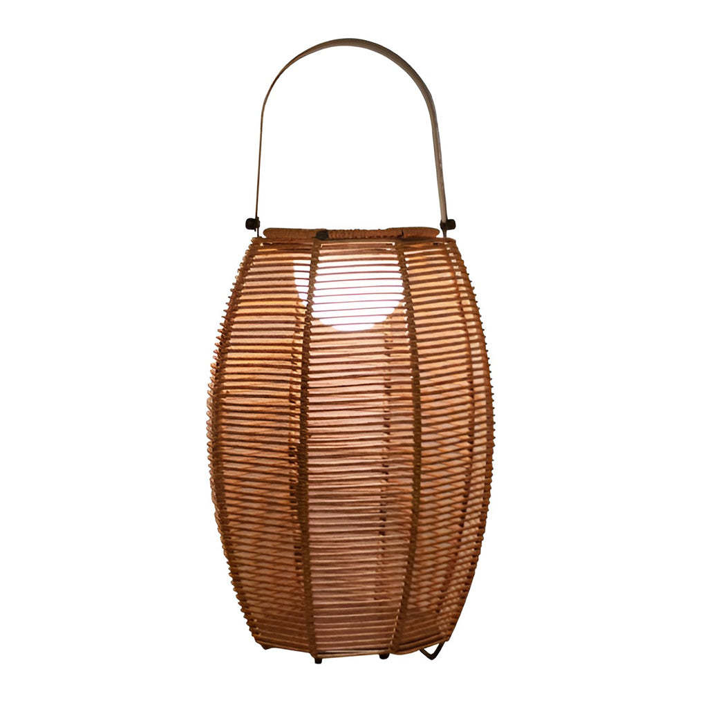 Rattan Lantern Shaped LED Waterproof Portable Modern Outdoor Floor Lamp-Lighom