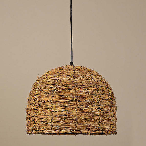 Retro Rattan Woven Dome Pendant Light