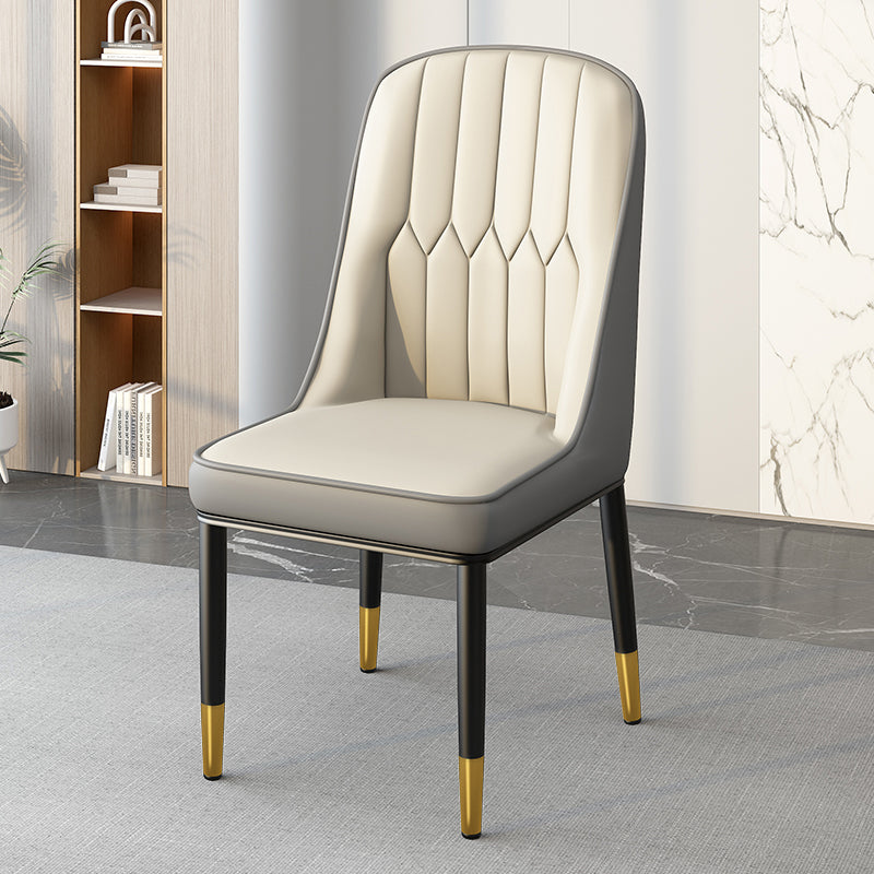 Modern Leather Steel Square Dining Chair — B / Black / Gray & Brown