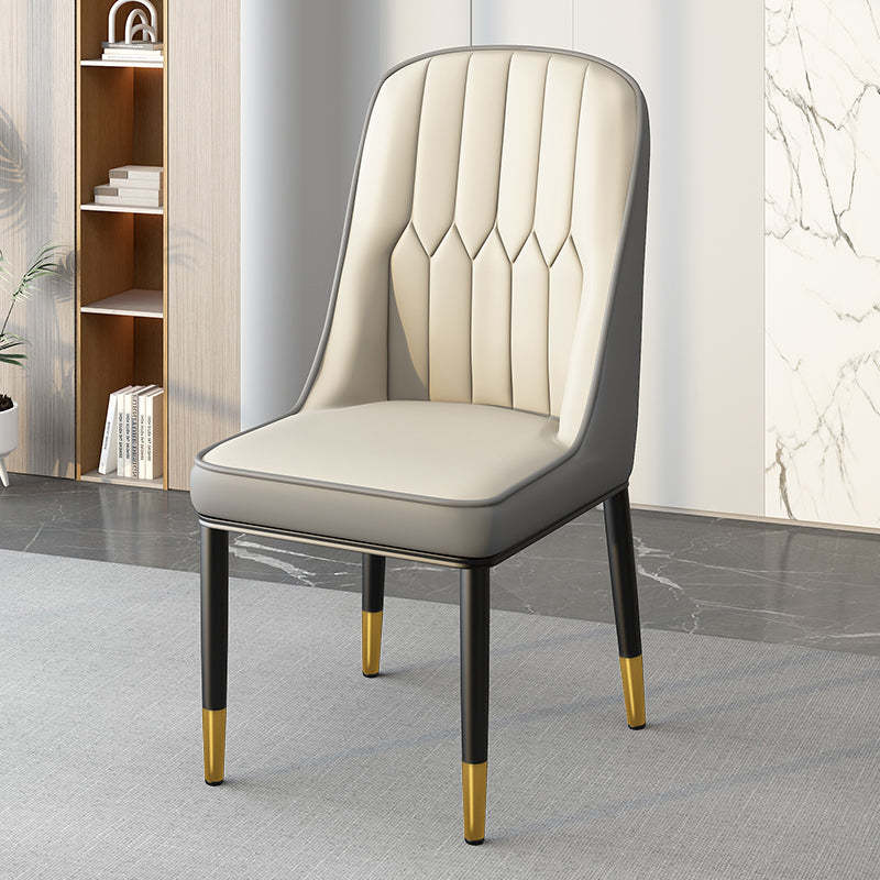 Modern Leather Steel Square Dining Chair — B / Black / Gray & Brown