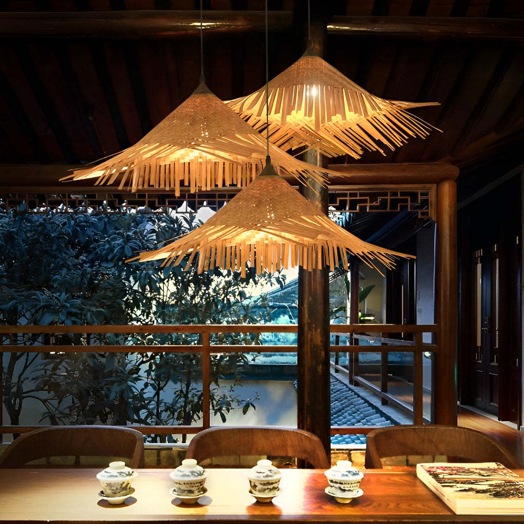 Caribbean Bamboo Woven Burlywood Kitchen Pendant Light