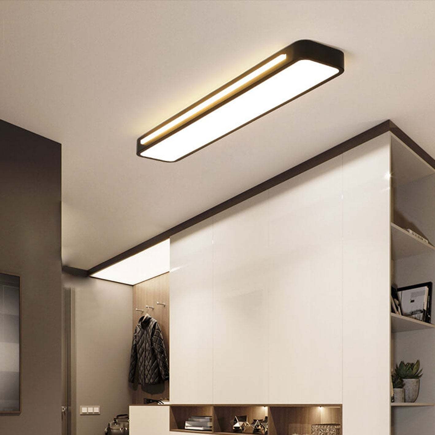 Nordic Minimalist Long LED Flush Mount Light