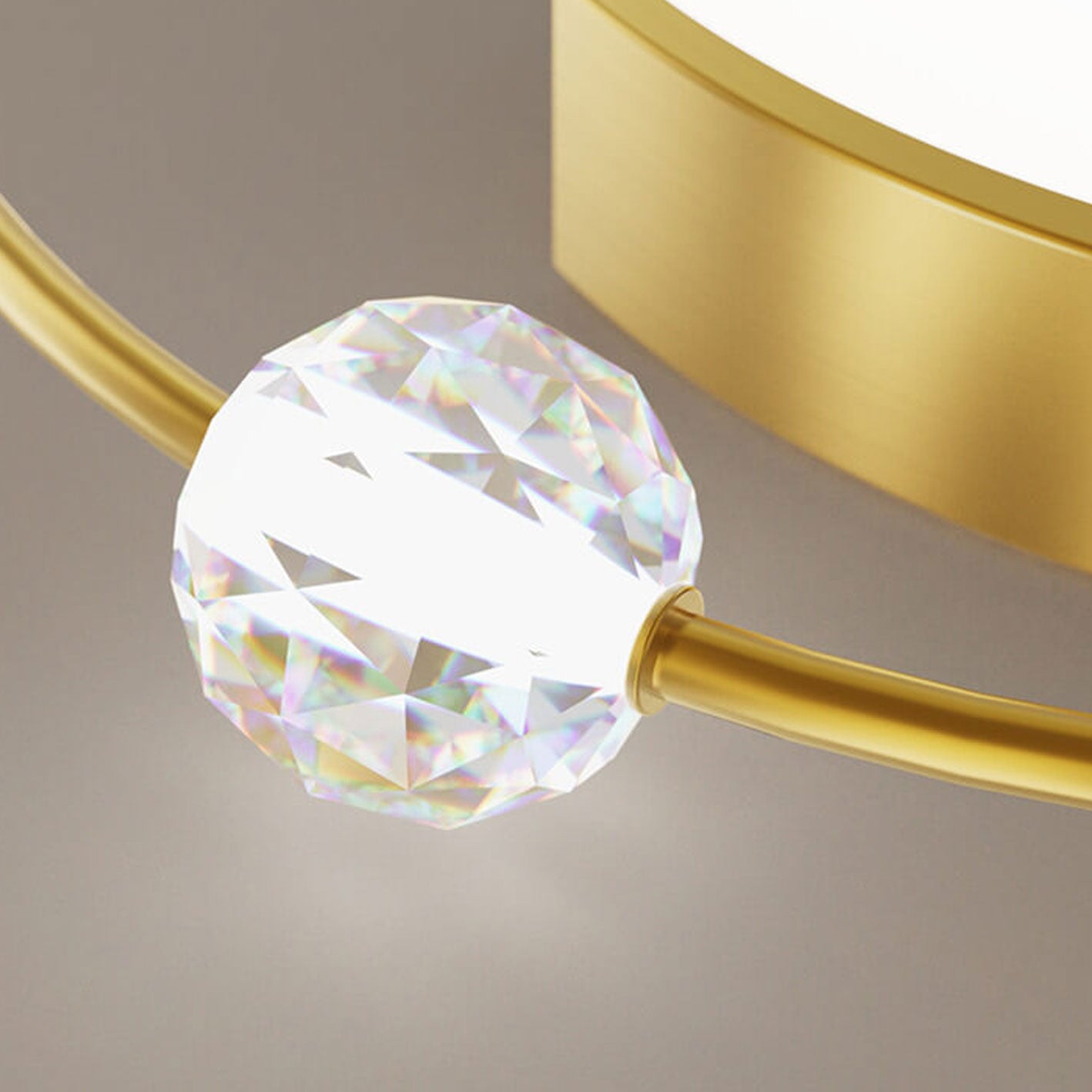 Nordic Star Moon Copper Crystal LED Flush Mount Light