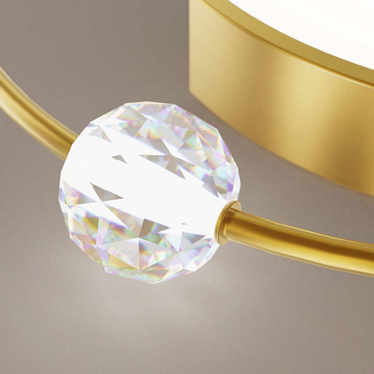 Nordic Star Moon Copper Crystal LED Flush Mount Light