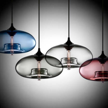 Colored Glass Oval Pendant Light