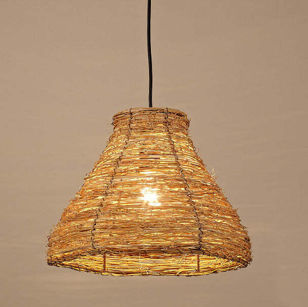 Retro Rattan Woven Dome Pendant Light