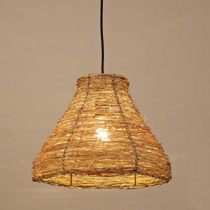 Retro Rattan Woven Dome Pendant Light
