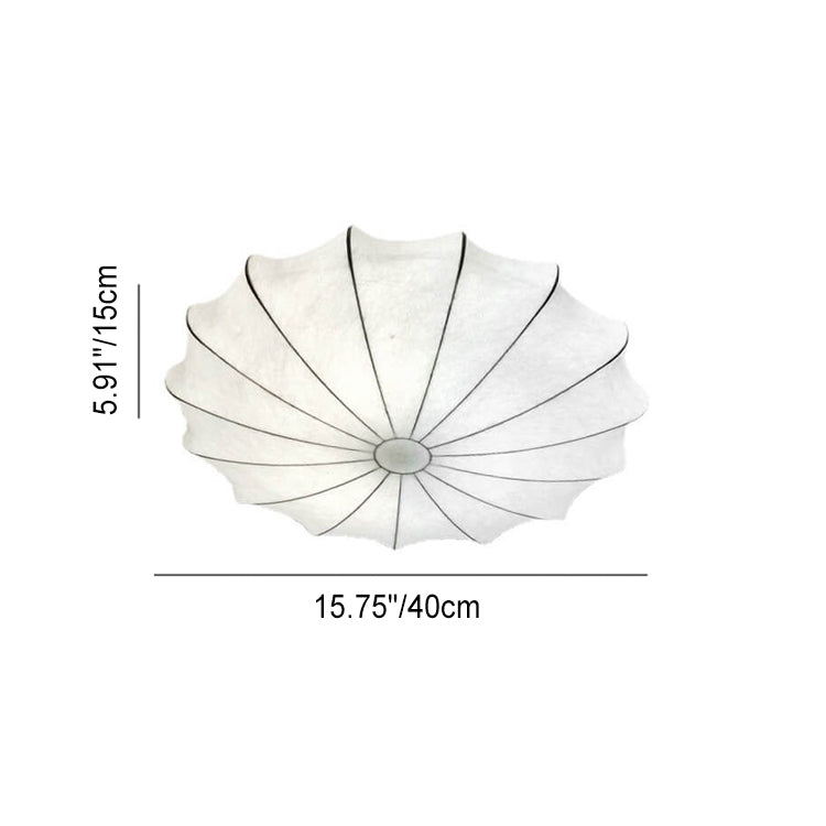 Nordic White Beige Round Faux Silk Flush Ceiling Light