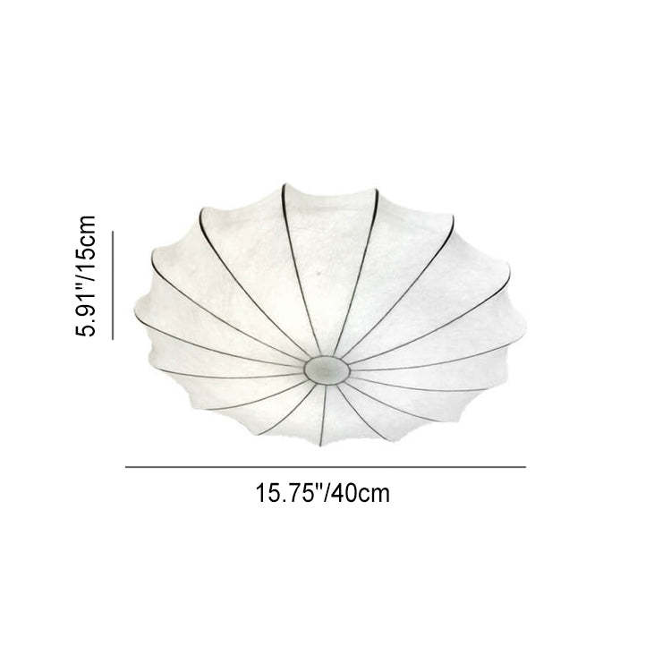 Nordic White Beige Round Faux Silk Flush Ceiling Light