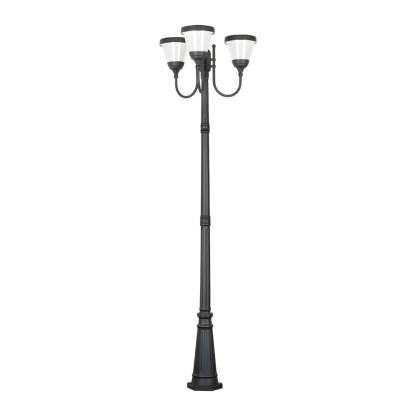 3-Light Black Finish Traditional Outdoor Street Lights with Post Top-Lighom